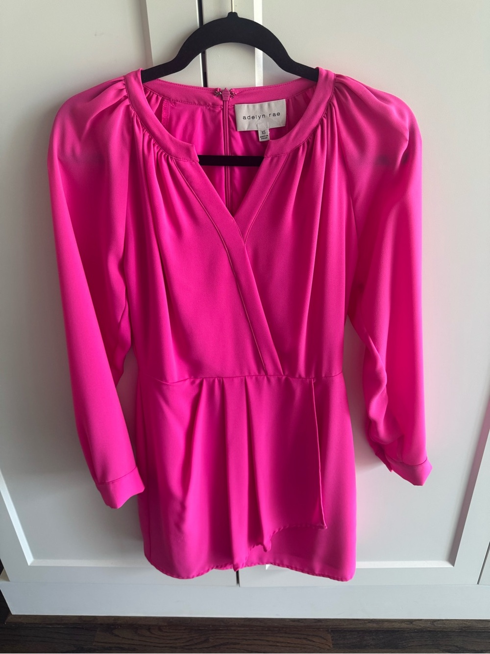 Adelyn Rae Vibrant Pink Faux-Wrap Long Sleeve Tunic